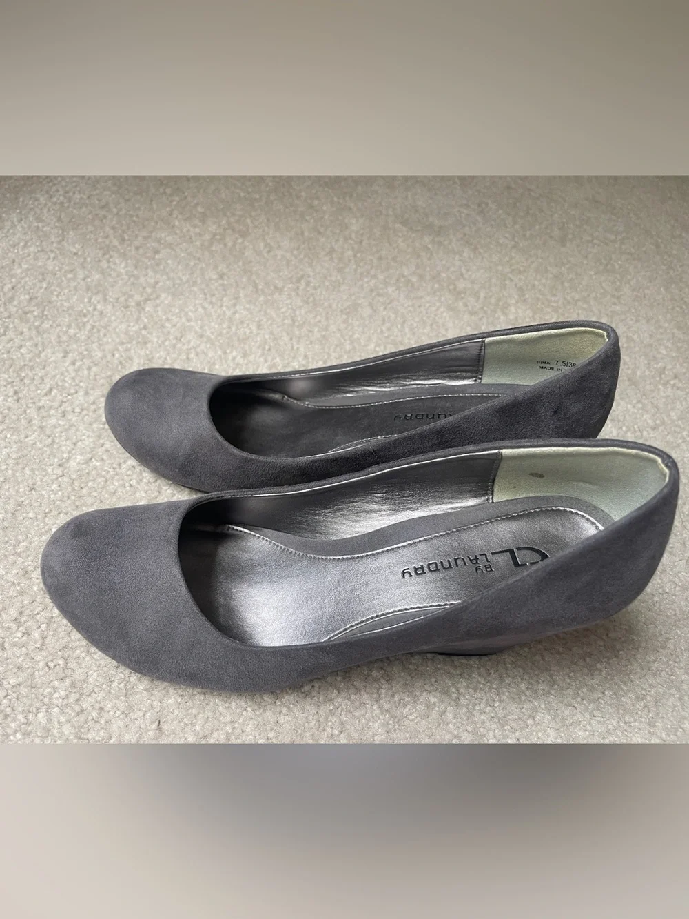 CL by Laundry Gray Suede Wedge Pumps